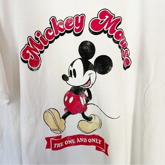 H&M Women’s White Printed Mickey Mouse Short Sleeve Crewneck Tee Size XXL - Picture 5 of 8